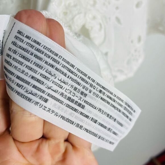 Abercrombie & Fitch Eyelet White Crochet Crop Tie Flutter Button Up Xs Xsmall AF - Picture 4 of 6